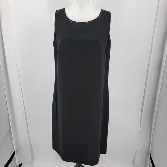 Mary McFadden Dresses & Skirts - Mary McFadden Dress Womens 12 Black Sheath Lined White Stitch Neckline